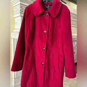 Red Full Length Peacoat Jacket Overcoat Women’s Size Medium London Fog